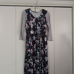 Womens striped and floral maxi dress